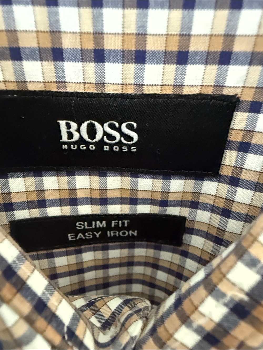 BOSS Cotton Brown and White Checked Dress Shirt - Picture 2 of 6